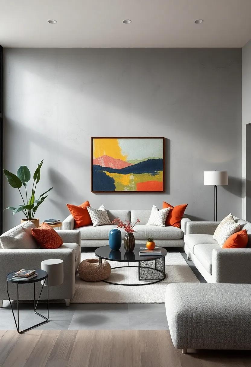 A Splash of Color: Adding ‌Bold Accents to Elevate Gray Living Room Decor