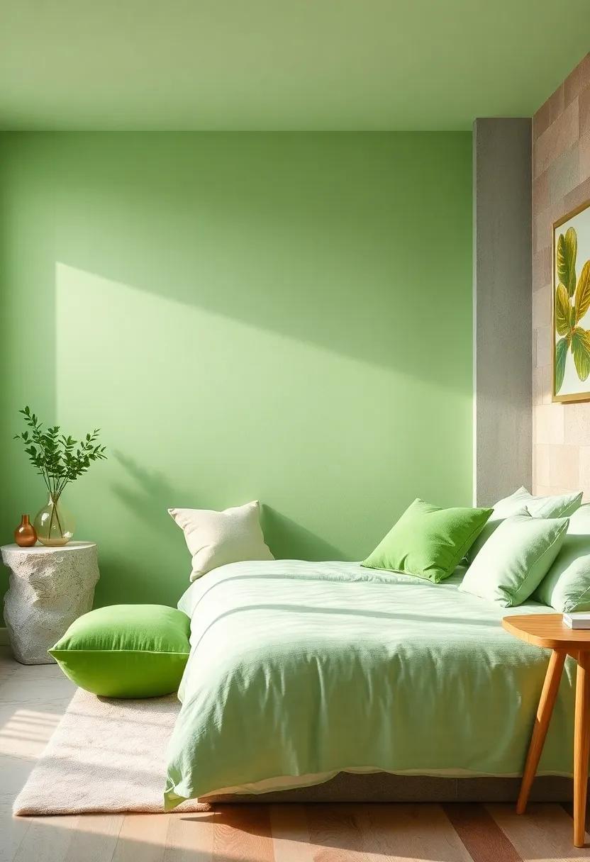 Mix and Match Textures: Combine different fabrics,⁣ like soft cottons and ‍velvety cushions in light green, to create an inviting and stylish atmosphere