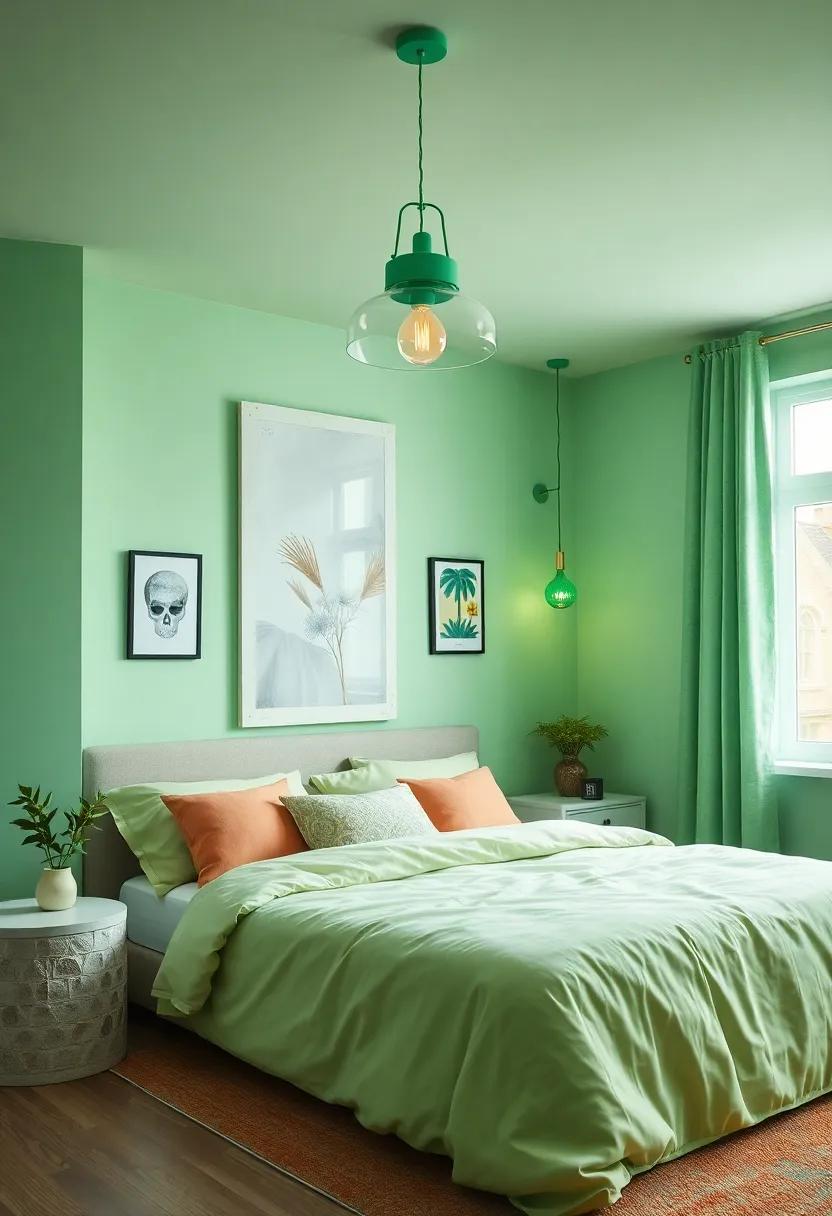 Fun Lighting Fixtures: ​Select playful light fixtures in shades of light green ⁢to serve as both⁣ functional lighting and decorative statements