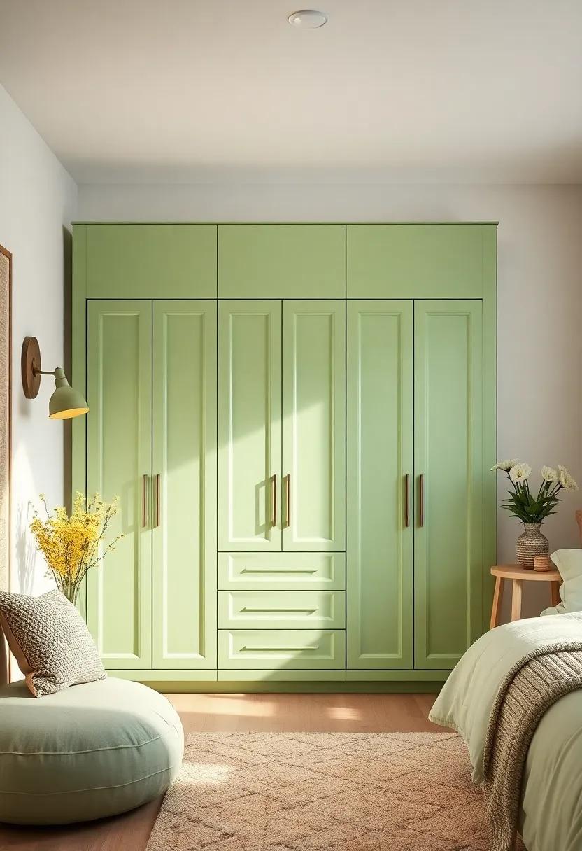 Fashion Forward Wardrobe: Choose a⁢ stylish wardrobe or​ closet in a light green hue, combining the need for storage with chic design