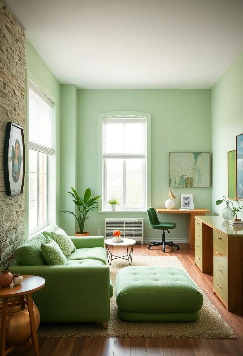 Chic Furniture Choices: Opt ‍for light green furniture pieces, like a ‍plush armchair or a stylish desk, to add a subtle pop of color while ​keeping the room cohesive