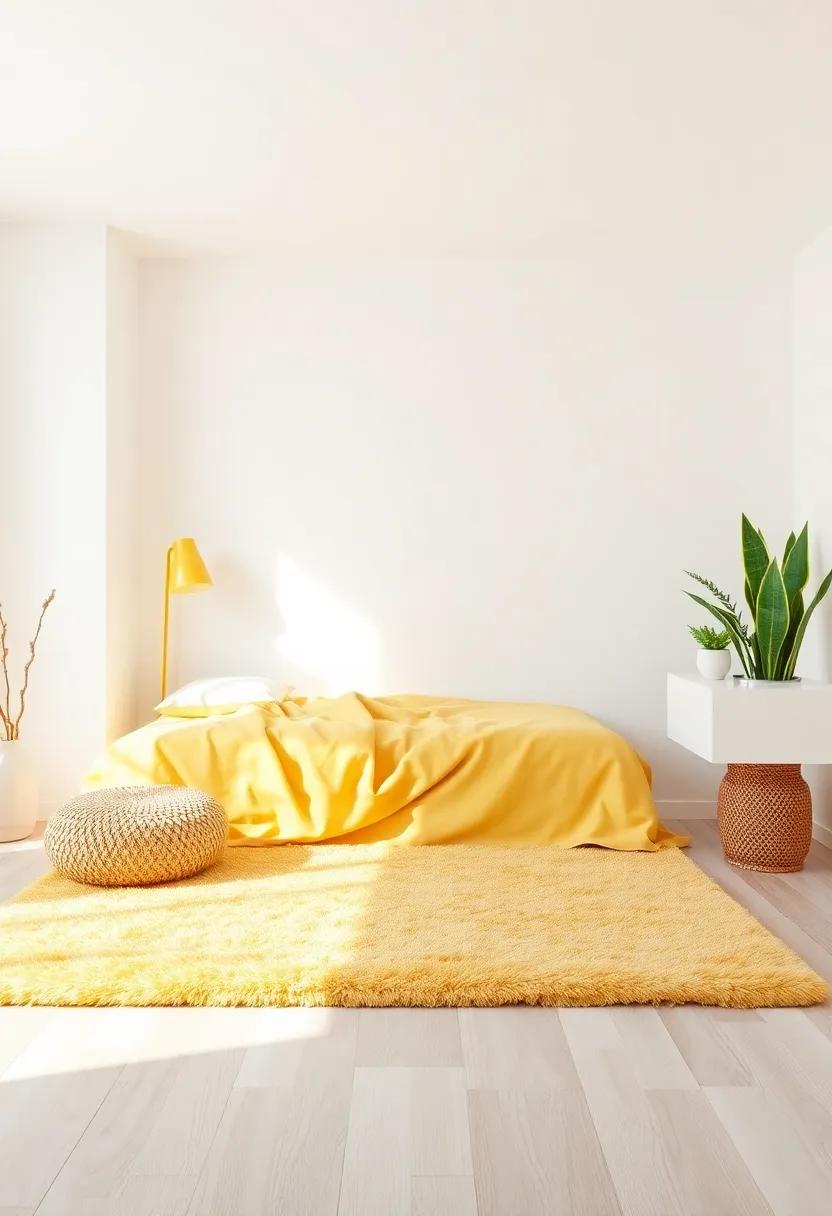 Cozy‌ Rugs: Add‍ a⁣ plush area rug in a light yellow shade to create a warm ​and inviting spot‍ on the floor