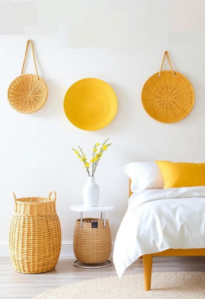 Yellow Baskets: ⁤Use woven yellow ​baskets for‌ decorative storage options that also exude​ charm