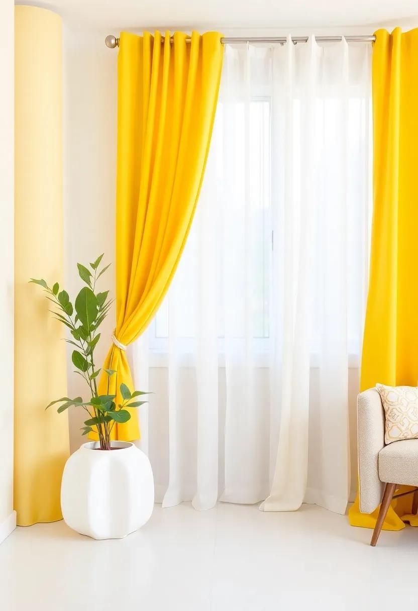 Yellow Curtains Tiebacks: Use white ⁣or ‌patterned ‌tiebacks for light yellow ⁤curtains to add a⁣ chic flair