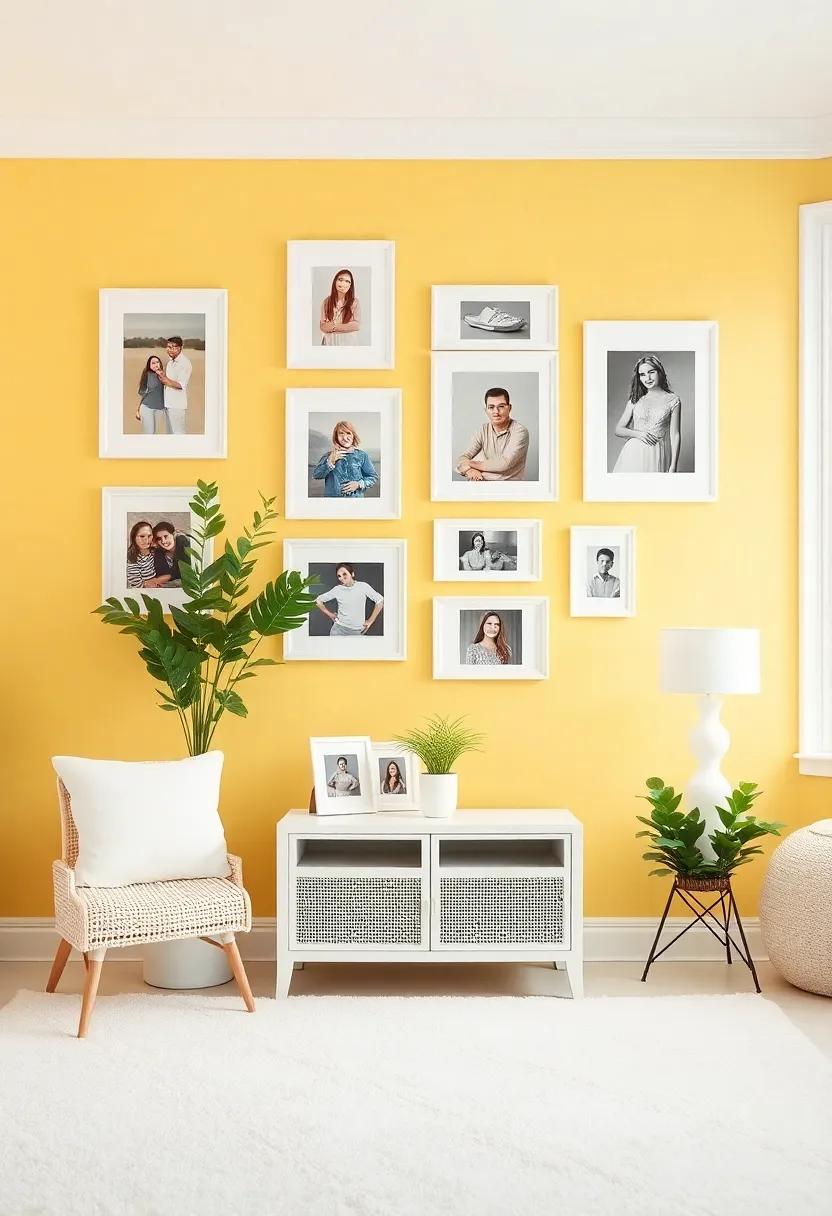 White‌ Picture Frames: Use white picture frames to showcase favorite memories, creating a personalized gallery wall