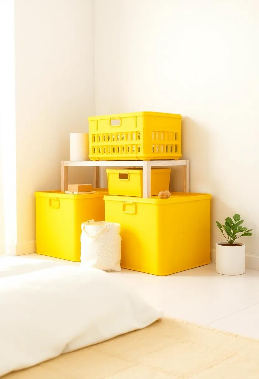 Yellow ⁢Storage Bins: Use stylish ⁤yellow storage bins to keep the room organized while ⁤adding a pop of color
