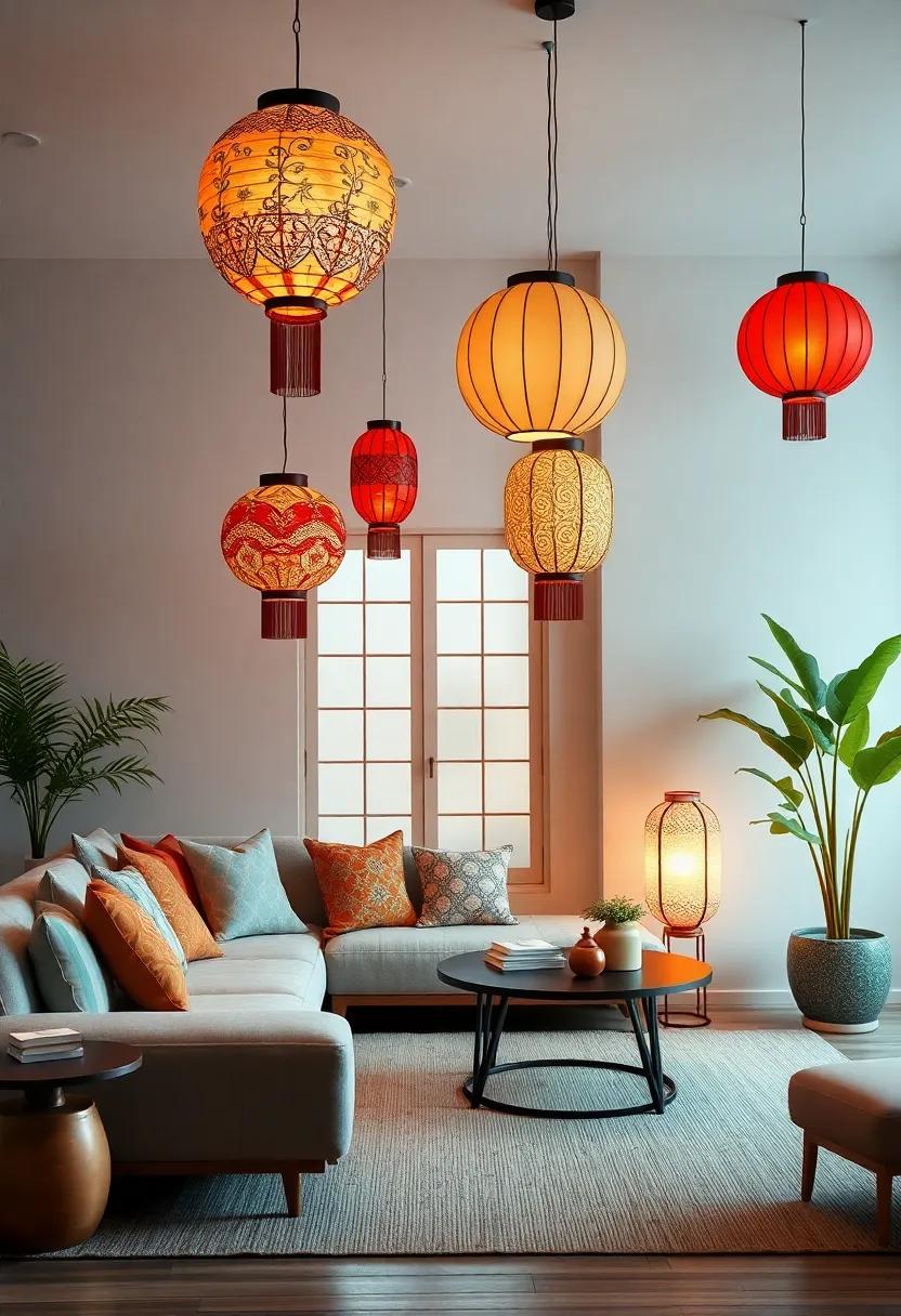 Colorful Accents: Consider using lanterns with intricate prints or colors to serve as unexpected statement pieces
