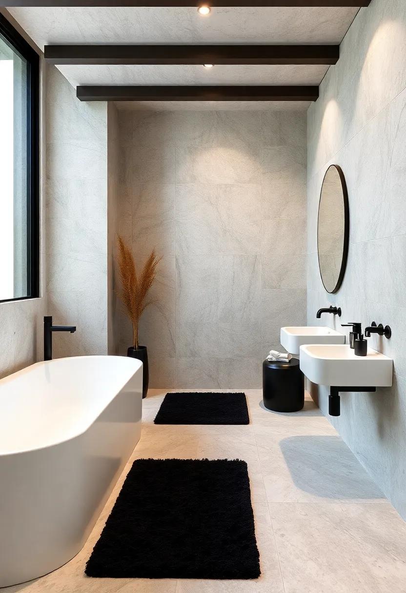 Elegant Bath Mats: Discover how subtle black bath mats can ground ⁤the decor ‌while adding a touch of⁣ elegance