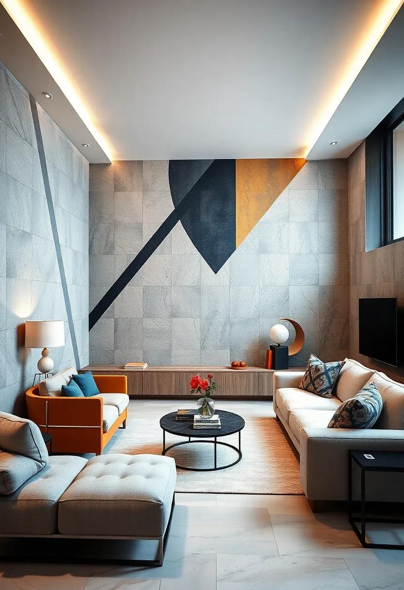 Geometric Elegance: Explore ⁤wallpaper⁤ designs featuring sharp angles and bold‌ shapes that create a striking ‌modern ⁢look in your living ​room