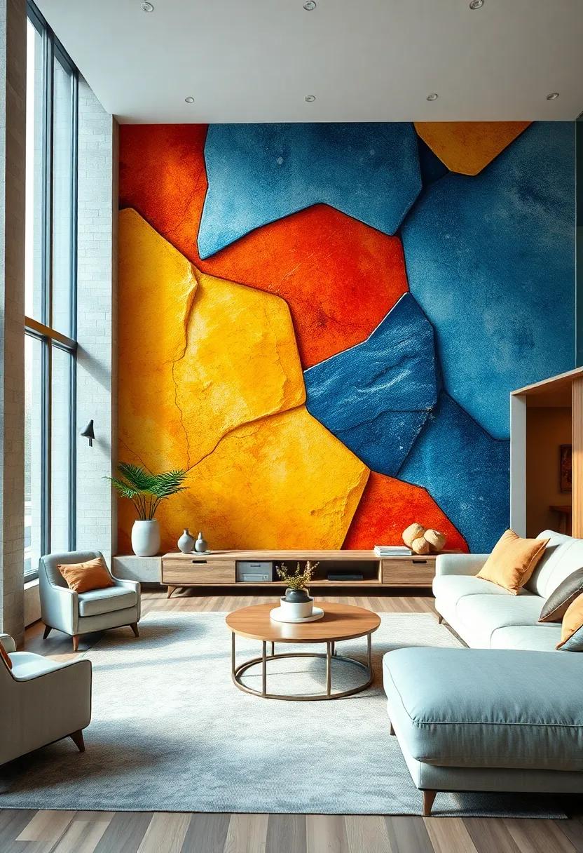 Abstract Facets: Discover⁤ wallpapers that mimic three-dimensional shapes, adding an ⁤eye-catching,⁢ sculptural quality to your‍ living room’s⁢ walls
