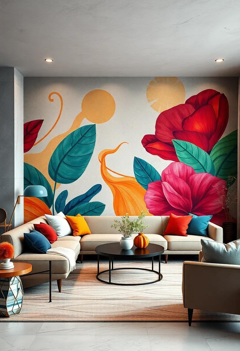 Bold Botanicals: Transform ‍your ​living room⁣ with oversized botanical prints, ⁢featuring vibrant colors and‍ fluid forms for‍ a lively touch