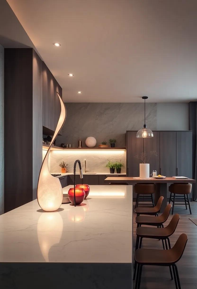 Artistic sculptures: Choose artistic lighting sculptures that function​ as ⁣both light sources and captivating⁣ art ⁣pieces within your kitchen
