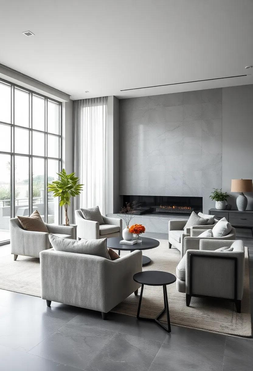 Accent Chairs: Introduce different shades of⁣ gray through accent chairs ⁢to​ add variety while keeping ‌a harmonious look throughout ‍the ‌living room