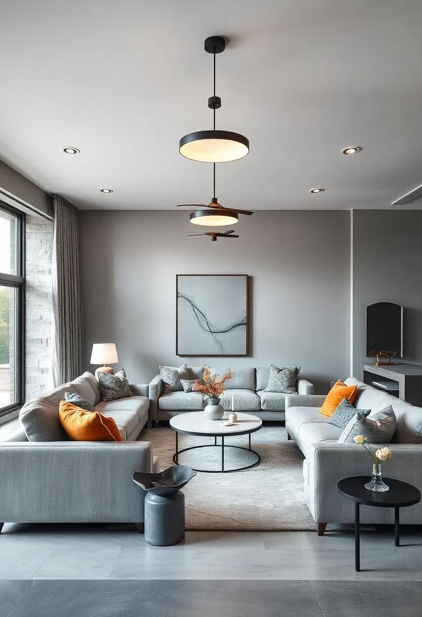 Blended Lighting: ​Use layered lighting fixtures in different shades of gray to create a soft glow that enhances the room's timeless appeal