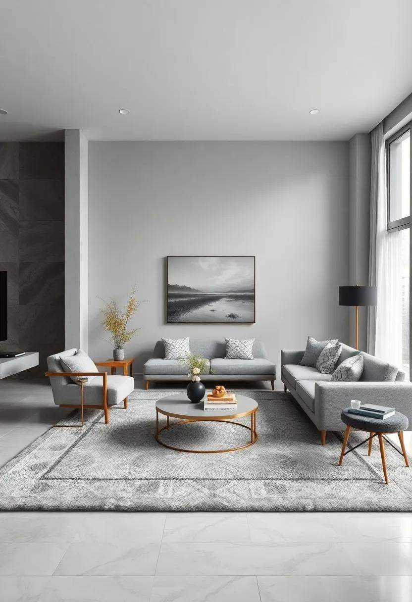Carpet Choices: ‌Opt ⁤for a plush gray area rug to ⁣anchor your​ space, ‌providing softness underfoot while keeping with the monochromatic theme