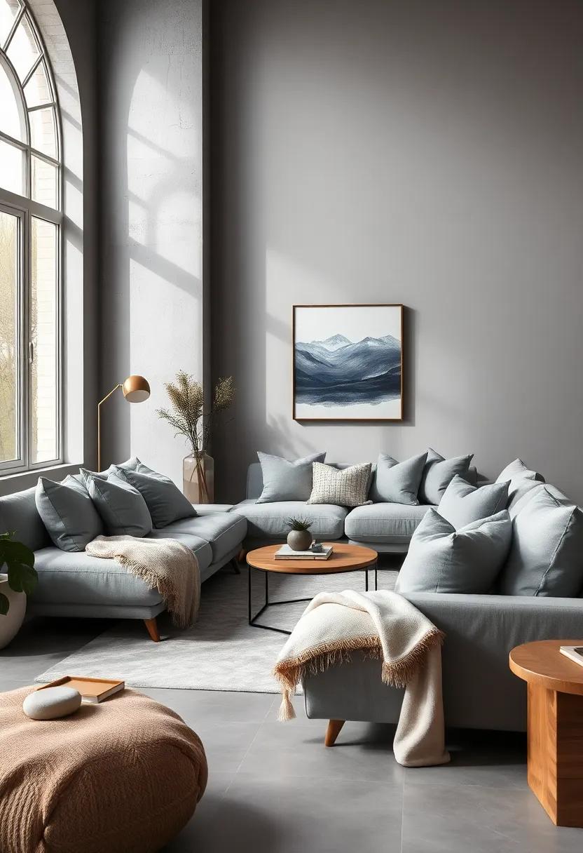 Cozy Nooks: Designate a corner‍ of your living room as ‍a ⁣cozy ​reading nook with plush gray cushions and soft throws for ultimate comfort
