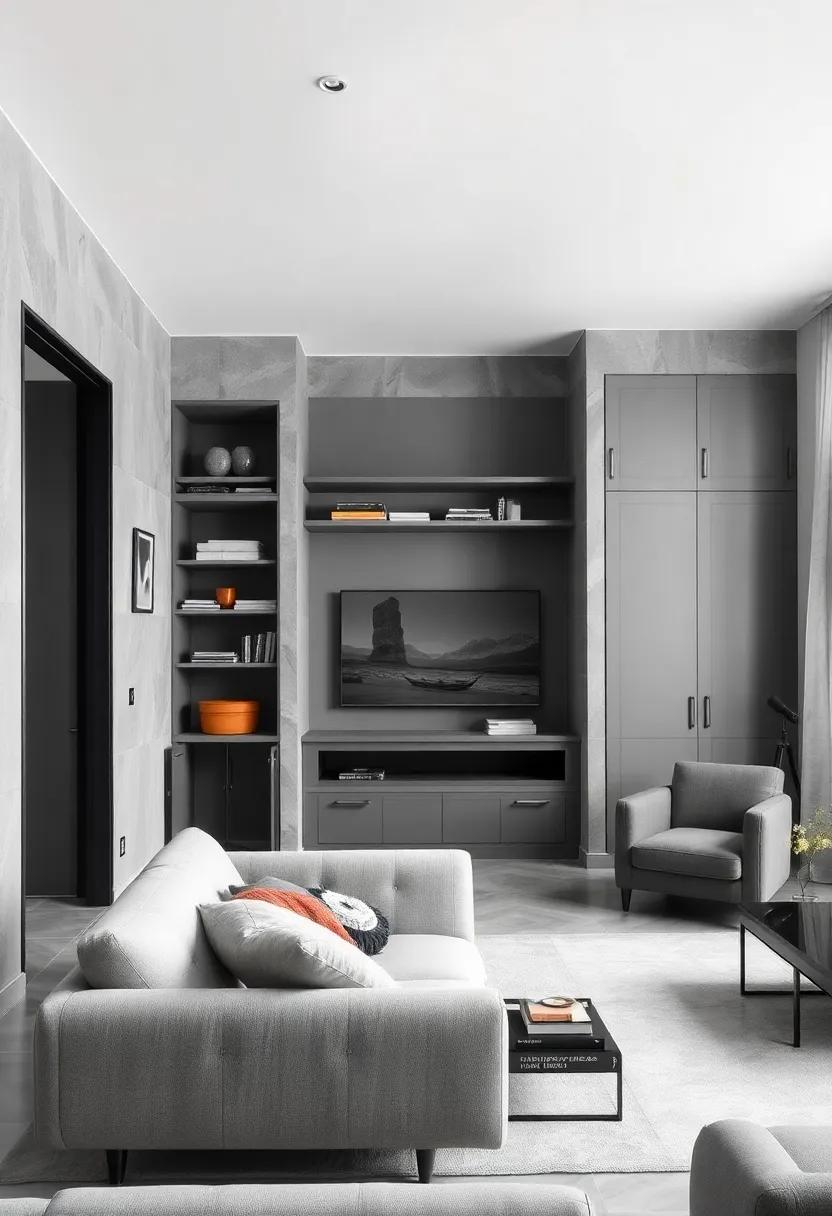 Custom Cabinets: Design custom built-ins or shelves ⁤in ⁣soft gray hues to provide both storage and style, enhancing the room's functionality