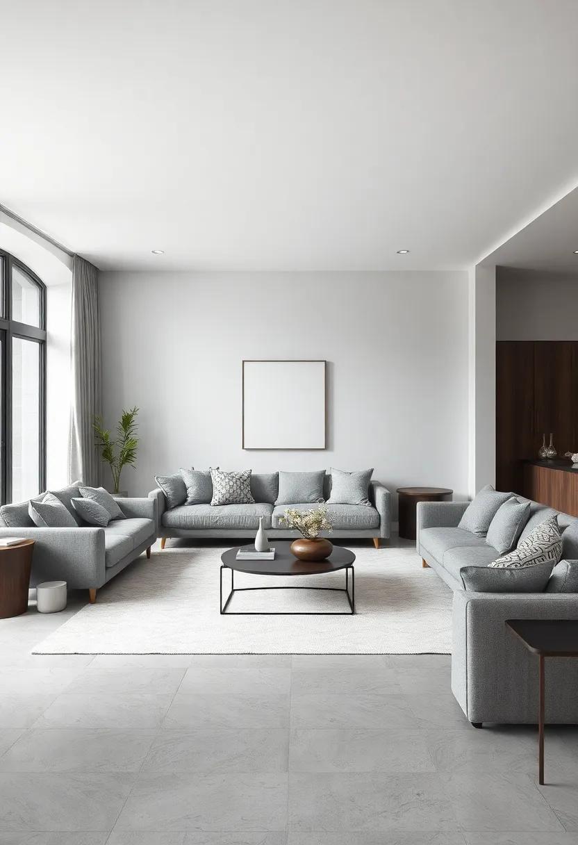 minimalist Decor: ‌Adopt a minimalist approach with sleek gray furniture and simple decor items‌ to allow the space to breathe ⁢and feel timeless