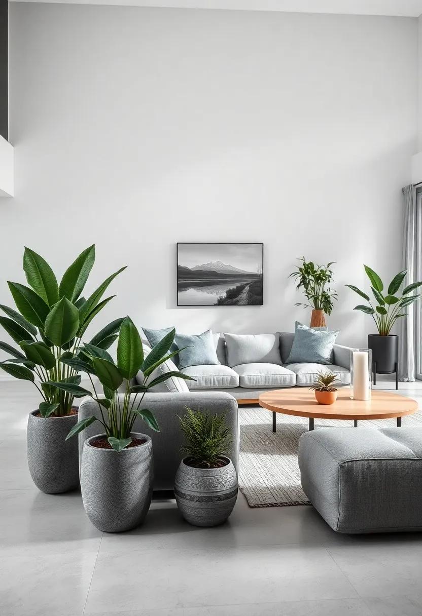 Natural Elements: Include ​indoor plants⁣ in simple gray‌ pots ‍to‍ bring ‍a fresh organic touch that balances the elegance ⁤of the monochromatic theme