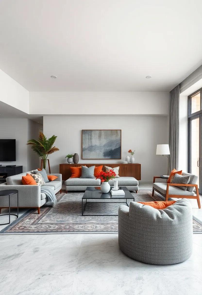 Play with Patterns:⁤ Use monochromatic​ gray patterned pillows or rugs to‍ create visual interest ​while maintaining a cohesive color scheme