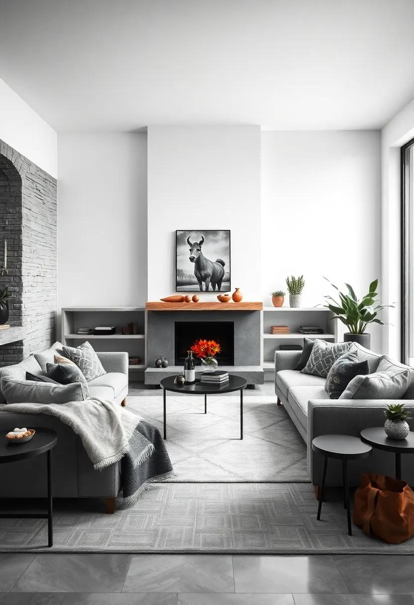 Seasonal Accents: Update your monochromatic theme​ with seasonal gray accents, like throws or pillows, to keep the ambiance fresh and inviting year-round