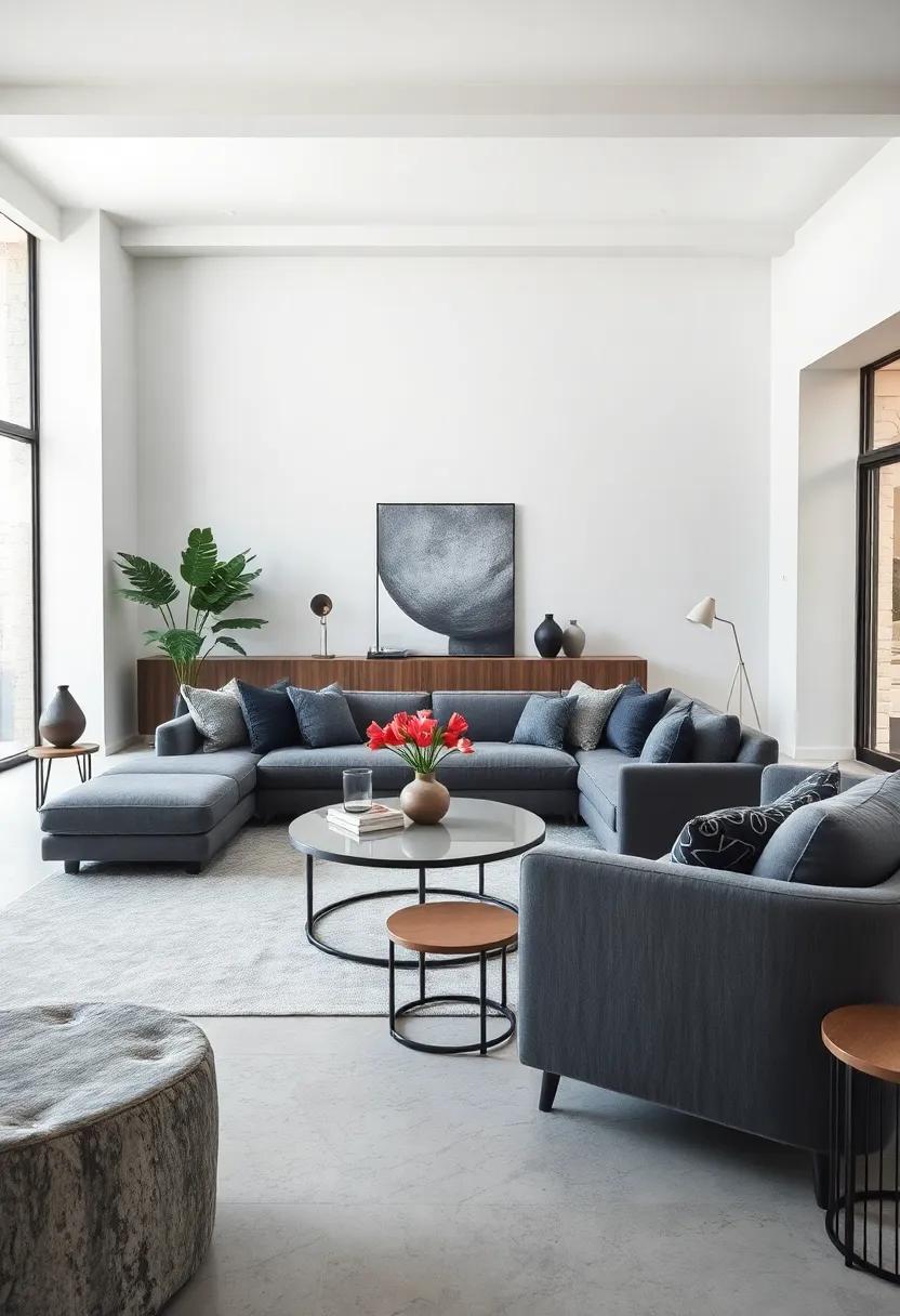Statement Furniture: Choose ⁤a striking gray statement⁢ sofa or armchair that⁤ becomes the​ focal⁣ point ​of your living‍ room, enhancing the elegance of the space