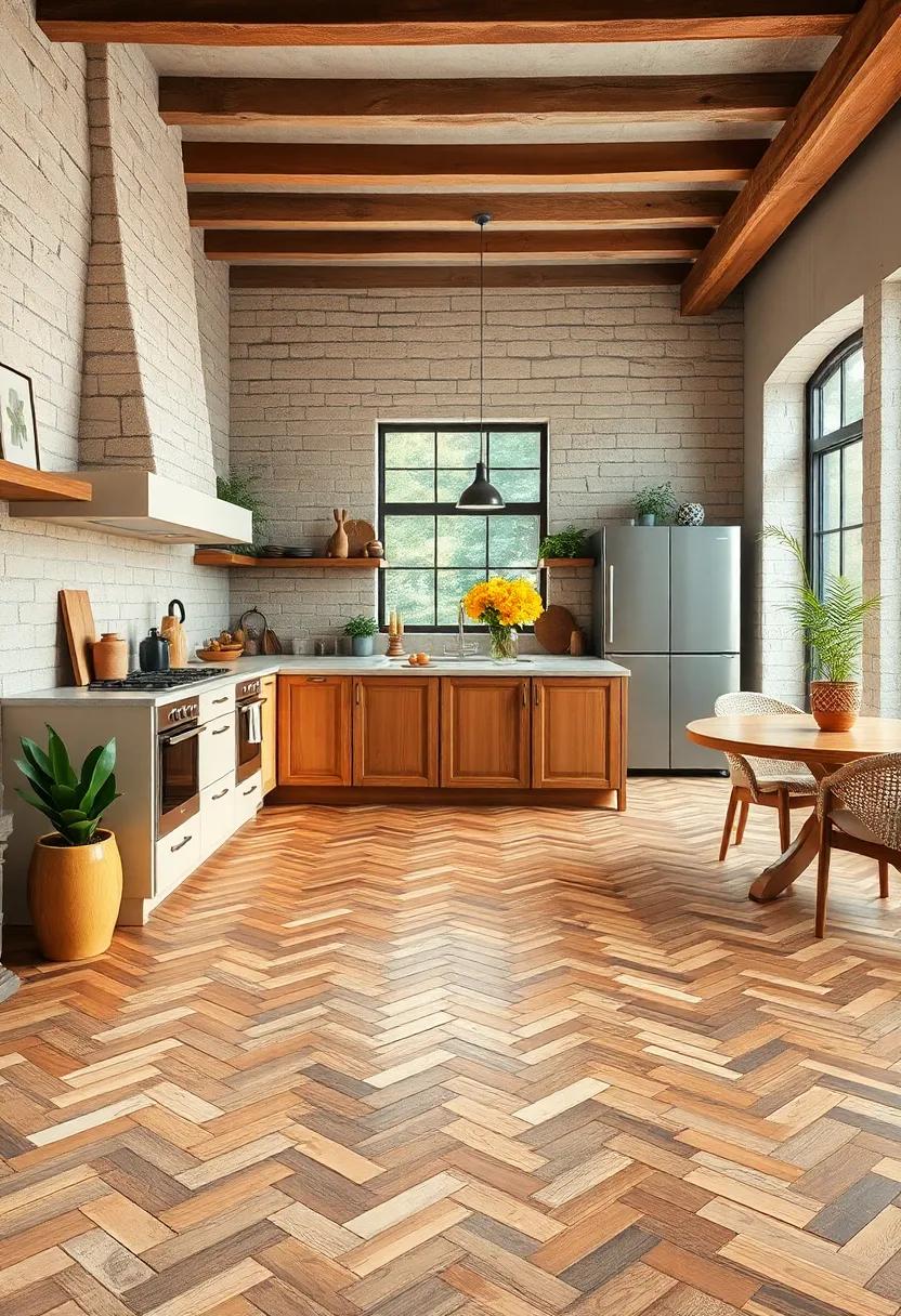 Elevating Your Kitchen ⁣with Unique Herringbone Patterns in Rustic ​Flooring