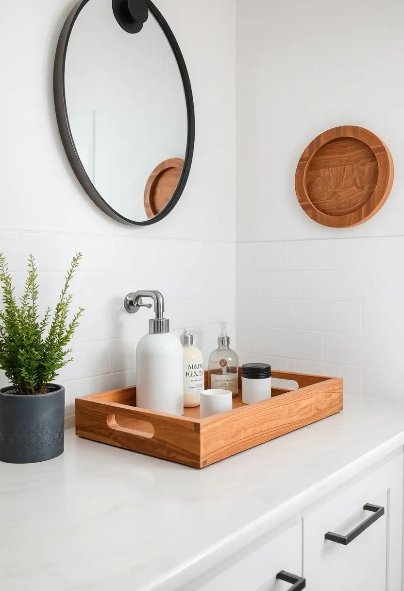 Create handy counter space with a wooden tray to ‍organize everyday⁢ items‍ while keeping the surface tidy