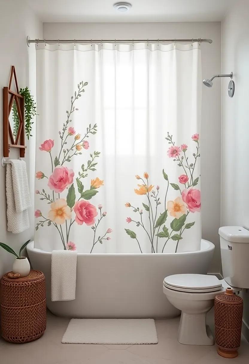 Include a nature-inspired‌ shower‌ curtain featuring‍ floral or botanical prints to bring outdoor beauty into your ‌intimate space