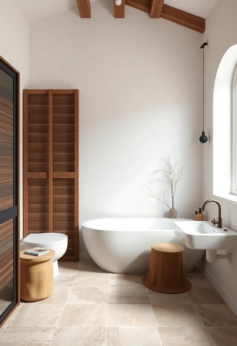 Use ⁢natural‌ stone⁢ tiles⁤ for flooring to create a serene, earthy foundation that ⁤enhances the rustic atmosphere