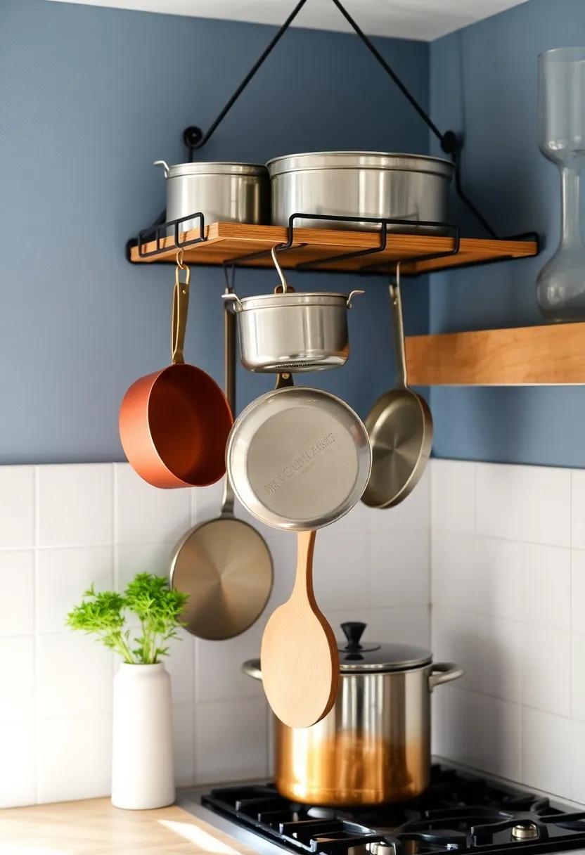 Hanging pot racks: Install a hanging rack to store pots and pans above your stove⁢ or island, ⁣keeping⁢ them accessible while adding a touch ‌of rustic charm⁤ to your kitchen