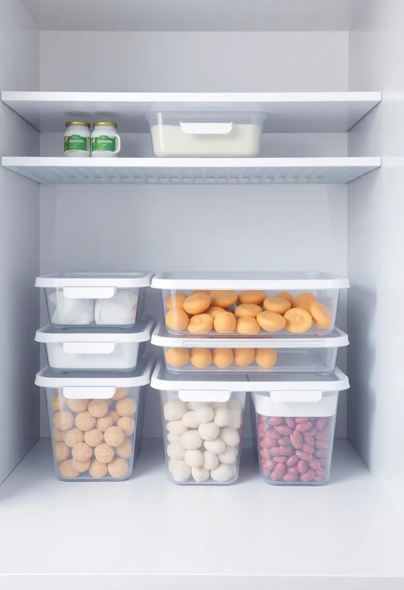Clear storage ⁢bins: use clear, stackable storage bins in your pantry or fridge to easily view and ⁤access your food items, avoiding ⁣expired goods at the back
