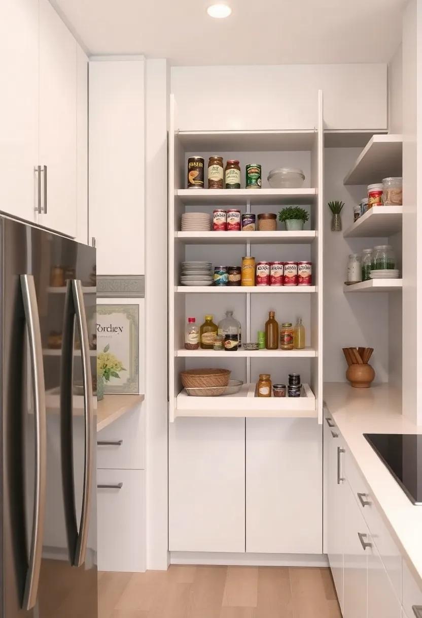 Roll-out pantry: Design a narrow slide-out pantry for narrow ‍spaces that can store canned goods and⁤ dry ingredients, perfect⁣ for maximizing awkward⁣ corners