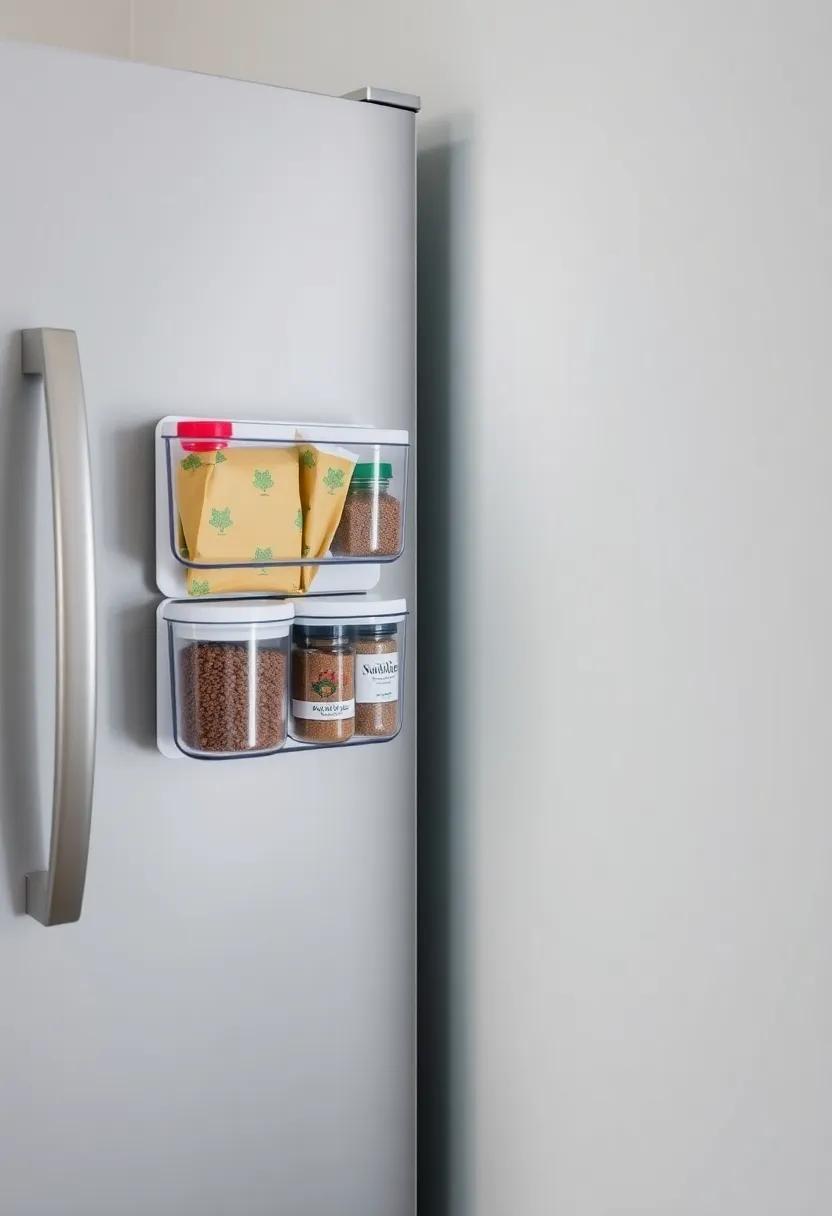 Magnetic containers for the fridge: Attach magnetic containers‌ to the side of your fridge to hold⁤ items like snacks or spices, ‌blending storage with décor seamlessly