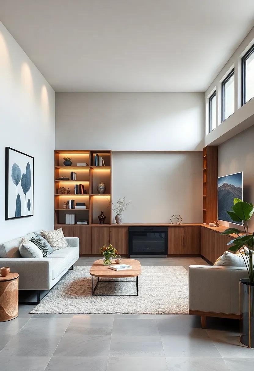 crafting a Home Office with​ Built-In Shelving Integrated into Small Living Rooms