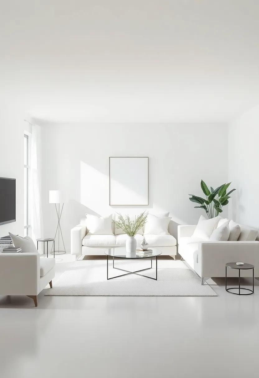 Embrace Minimalism: Explore how a ⁣simple white sofa paired with sleek, glass accents can create a bright ⁣and airy small living room