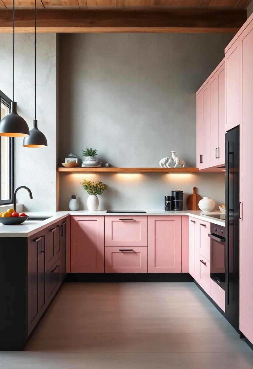 Blush Pink ⁢and⁢ Charcoal: Marry ⁣blush pink lower⁢ cabinets with charcoal for a stunning‍ contrast; this combination is ⁢both chic and modern