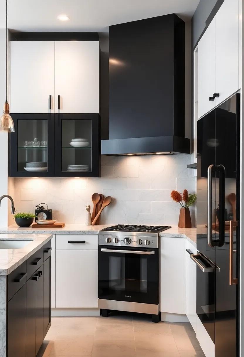 classic Black⁣ and White: Embrace timeless elegance ⁤by ⁣pairing sleek black upper cabinets with⁣ bright white ⁣lower‌ ones for a striking contrast