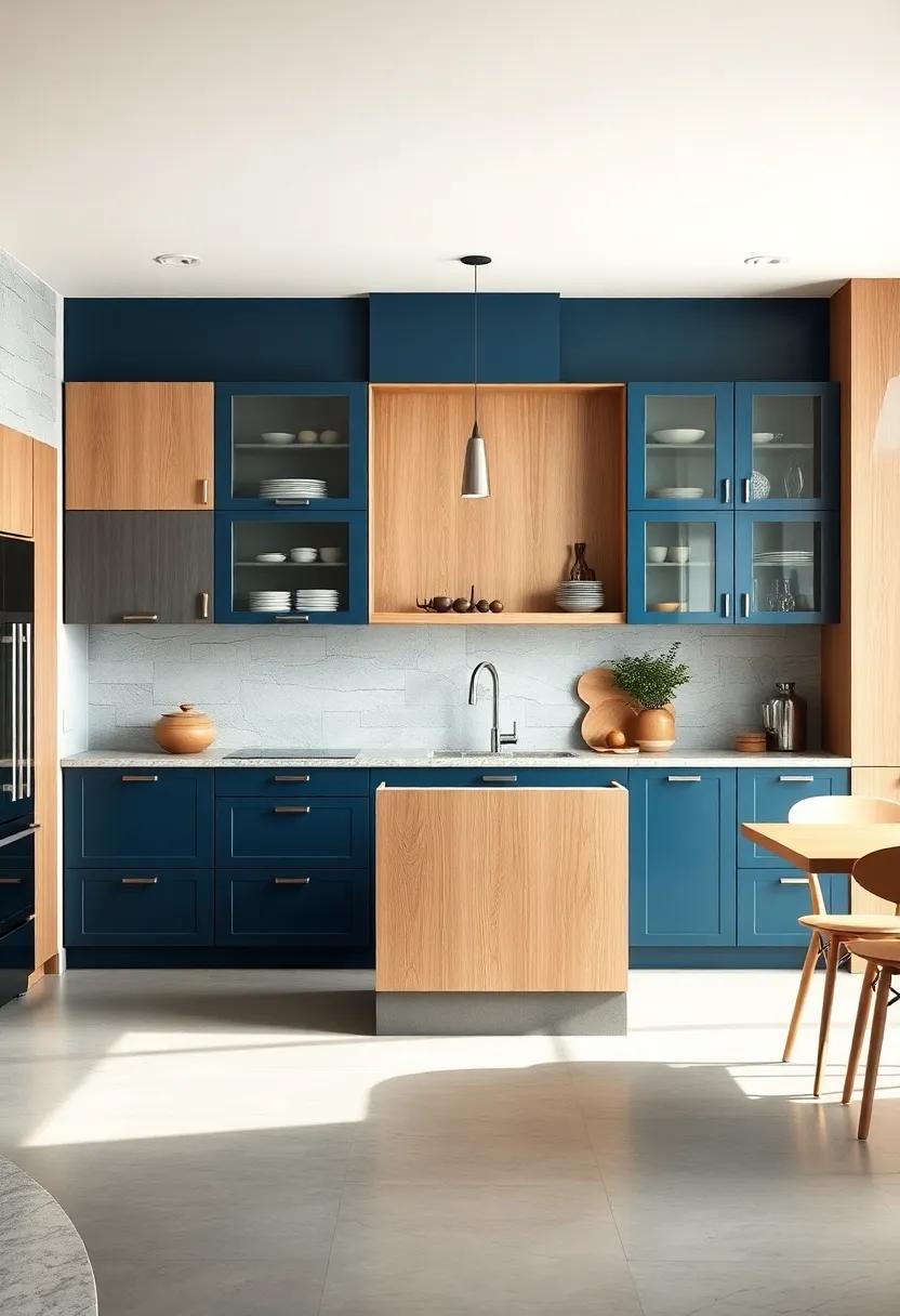 Stormy Blue and Light Oak:⁣ Deep stormy​ blue paired with​ light ​oak ‍introduces a bold yet balanced ​feel with‍ natural warmth