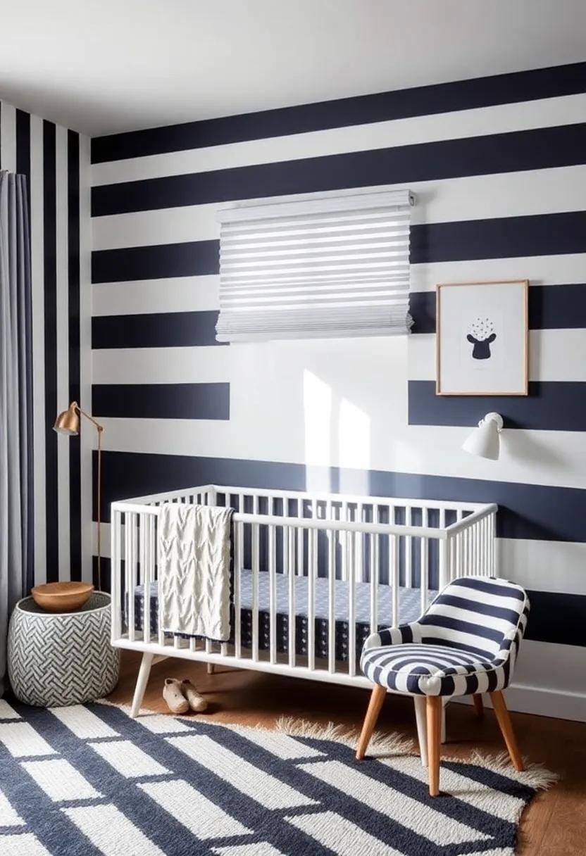 Bold Stripes: Create visual interest with bold striped wallpaper or textiles ⁣that help elongate the walls while adding a dynamic touch to ⁤the nursery