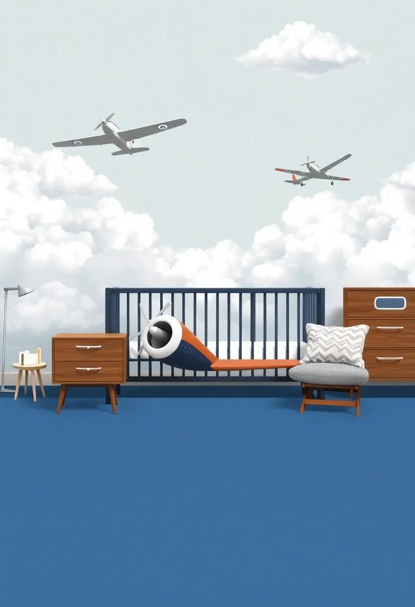 Little Aviator: Soar to⁤ new heights with an aviation-themed nursery,featuring vintage airplanes,clouds,and soft skies in calming hues to inspire dreams ⁢of⁢ flight