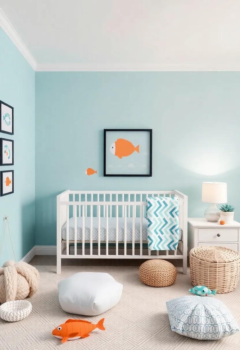 Under the Sea: Splash into creativity with aqua tones, fish⁣ motifs, and underwater-themed decor that brings the ocean's beauty right into your baby's room