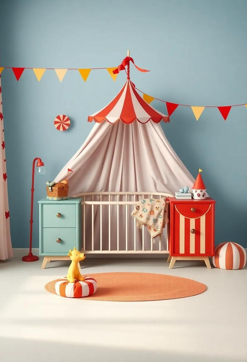 Vintage Circus:‍ Create a playful atmosphere with whimsical circus-themed decor, including bright⁣ colors, animal motifs, and fun ‍accents to charm your little one