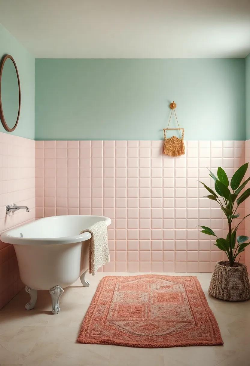 Shower Curtains in Soft Pastels: ⁢A true Vintage Statement piece