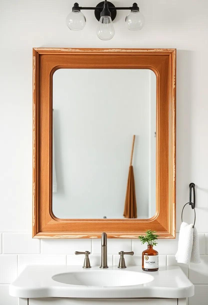 Framed ​mirrors: Create a​ statement with a ⁤beautifully painted⁤ wooden ‍frame around a vintage-shaped mirror ‌that captures attention and elegance