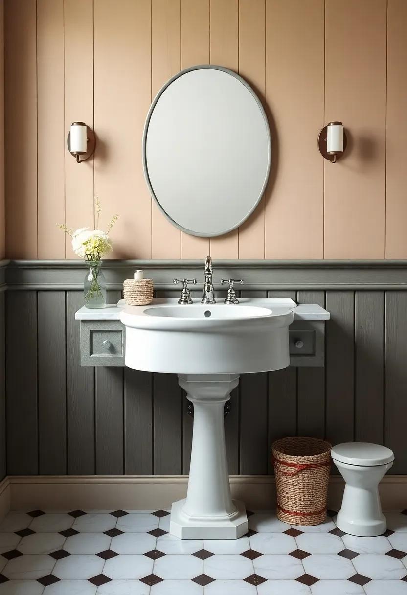 Elegant pedestal sinks: Pair a beautifully painted wooden cabinet ⁤beneath a‍ classic pedestal⁢ sink for an ‍excellent mixture of old and ‍new styles