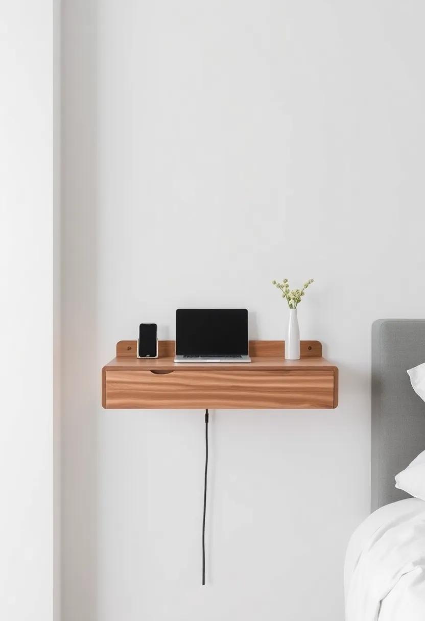 Floating Nightstand with USB‍ Ports:⁤ Incorporate​ technology seamlessly​ by ⁣choosing a floating nightstand with built-in USB ports for charging devices overnight