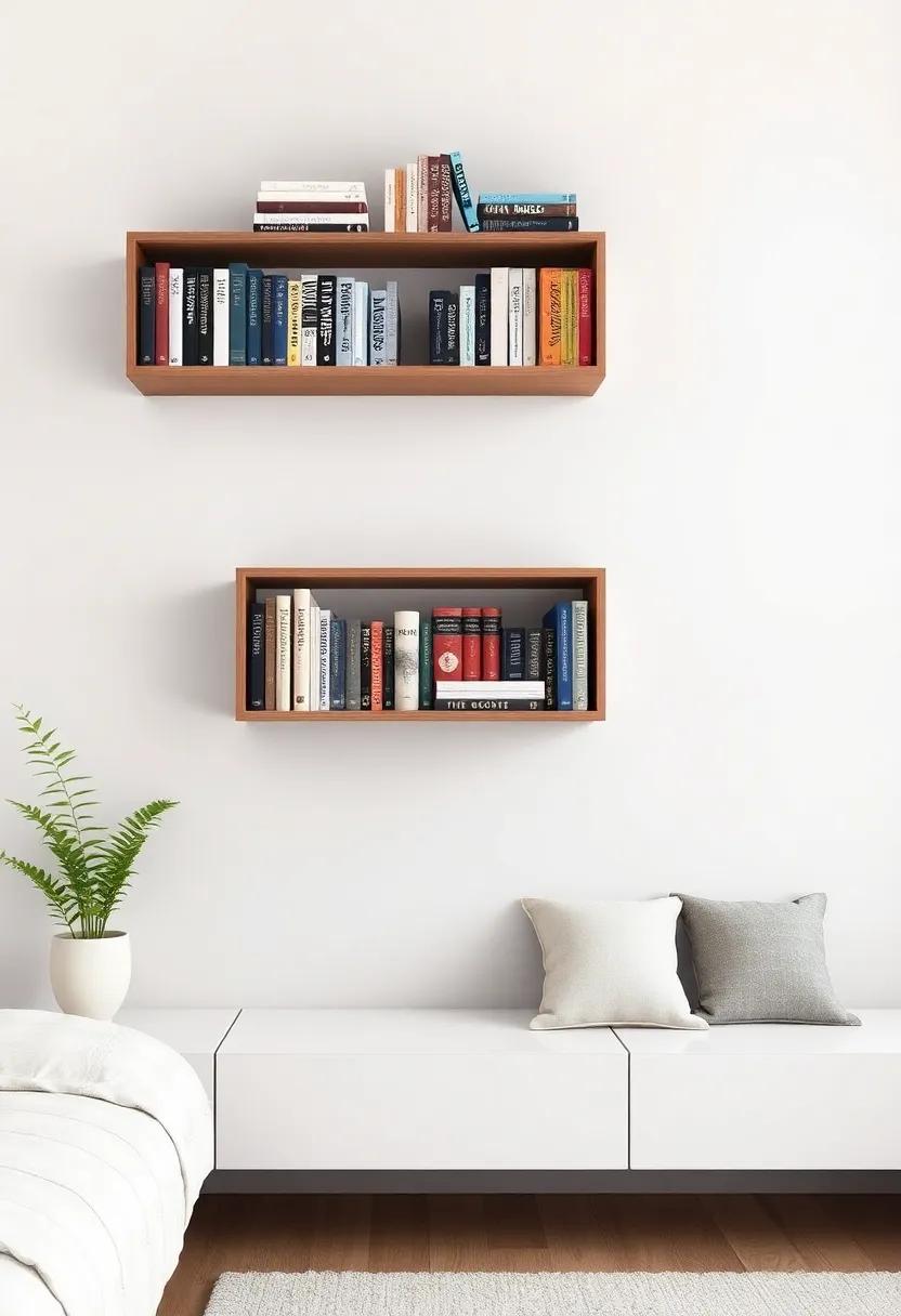 Floating Bookshelves: Design a literary wall by placing floating bookshelves vertically, allowing⁤ you‍ to showcase ‍your favorite ⁤titles in a unique way