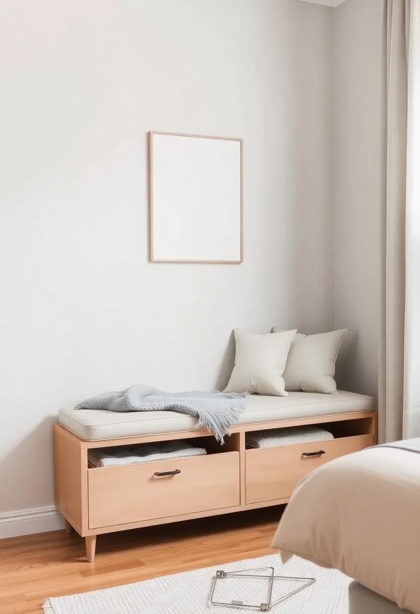 Storage Upholstered‍ Bench:‍ Place an upholstered bench ⁣against⁢ the ⁢wall for extra seating ​that also​ doubles as​ hidden storage for blankets ‌and pillows
