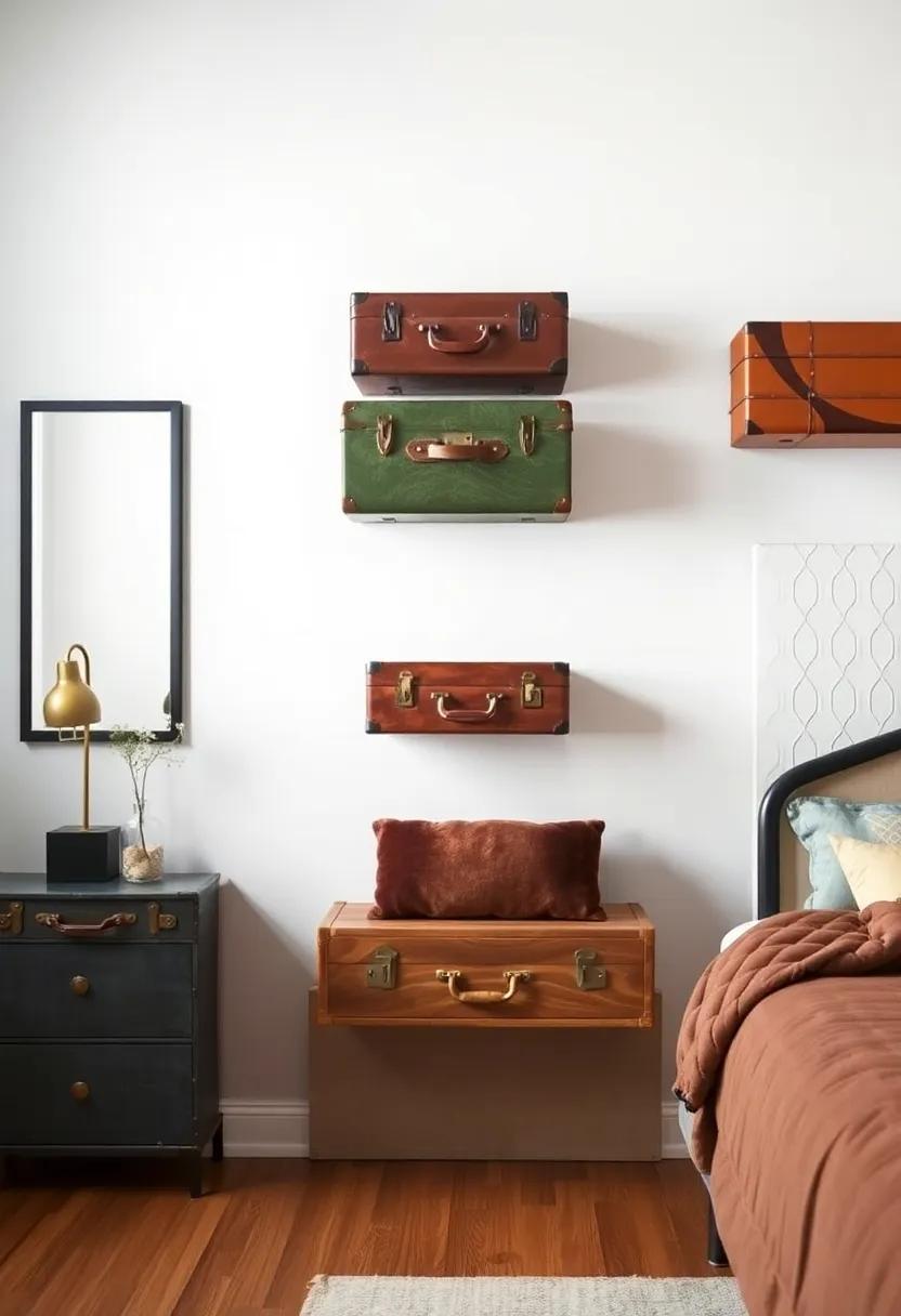 Vintage‌ Suitcase Wall Storage: Embrace nostalgia by displaying​ vintage⁣ suitcases on your​ walls for a unique ⁤storage solution that sparks conversation